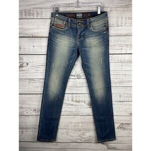 SuperDry Wren Slim Straight Leg Jeans 29 29x32 Low Rise Dark Wash Vintage Y2K